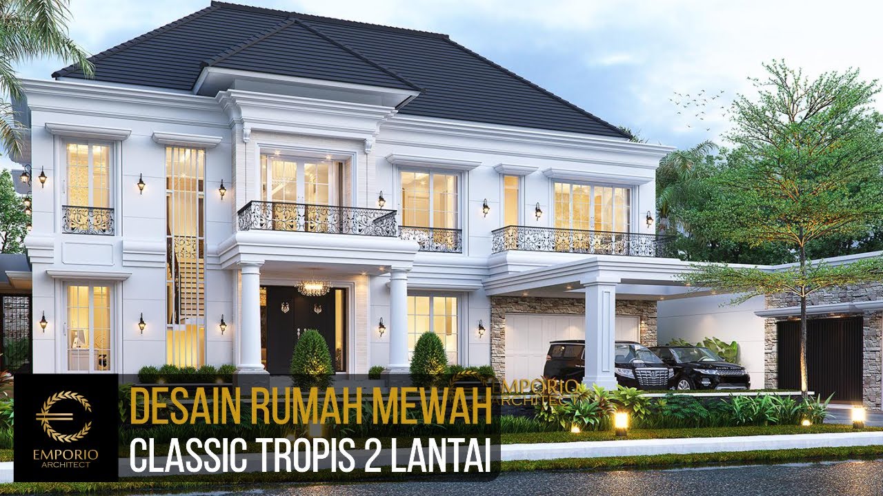 Video 3D Jasa Arsitek Desain Rumah Klasik 2 Lantai Luas 500 m2 Lebar 22 m