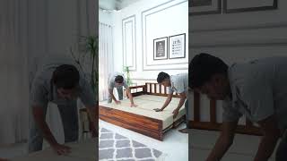 Sereta Sofa Cum Bed (King Size, Honey Finish) | WoodenStreet