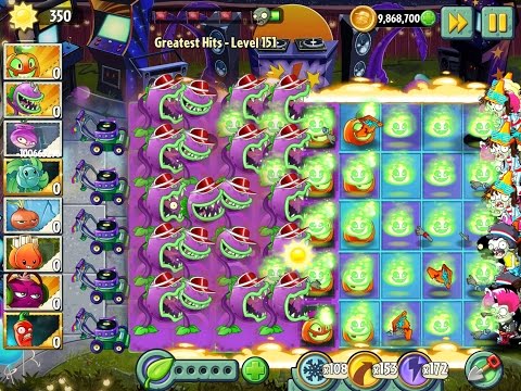 Plants vs Zombies 2 Greatest Hits Epic Hack - Level 151 - Jack O' Lantern & Chomper