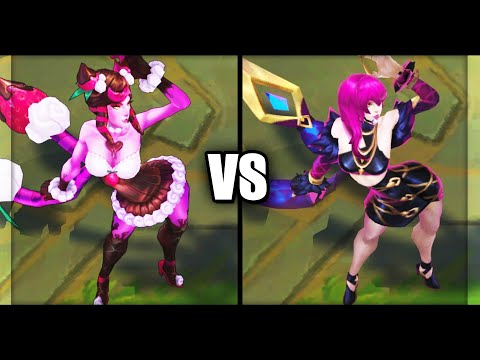 Sugar Rush Evelynn vs KDA Evelynn Epic Skins Comparison (League of Legends)