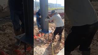 Installation process of I-beam columns of steel structure houses