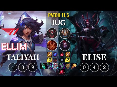 T1 Ellim Taliyah vs Elise Jungle - KR Patch 11.5