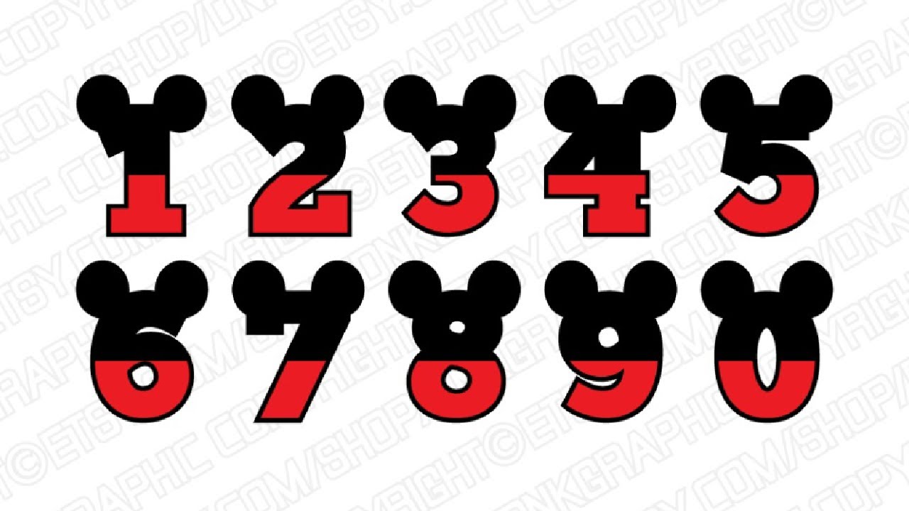 Disney Mickey Mouse Numbers 0-9 Birthday Party | SVG Vector Cricut Cut File Clipart Png Eps Dxf
