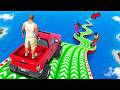 SHINCHAN AND FRANKLIN TRIED THE IMPOSSIBLE MASSIVE CURVY SPEED BOOSTER TRACK PARKOUR CHALLENGE GTA 5