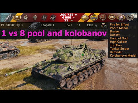 Leopard 1 🔝 1 vs 8 pool and kolobanov 🔝 World of Tanks ✔️