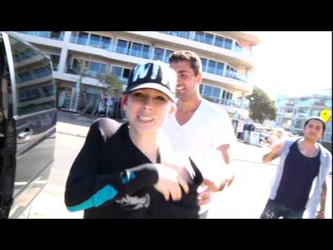 Avril Surfing in Australia at Manly Beach