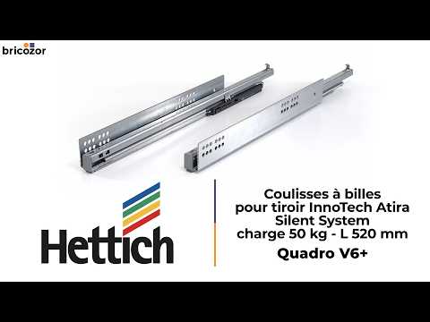 Coulisse tiroir InnoTech Atira - 50 kg - Quadro V6+ Silent System HETTICH