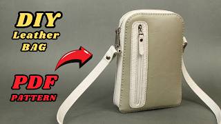 🔴PDF pattern +DIY handmade leather Crossbody bag |Turning Scrap Leather Into a Stylish Handmade Bag