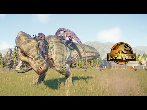 [4K] 2X T-REX vs 100 Raptors Jurassic World Camp - Jurassic world evolution 2