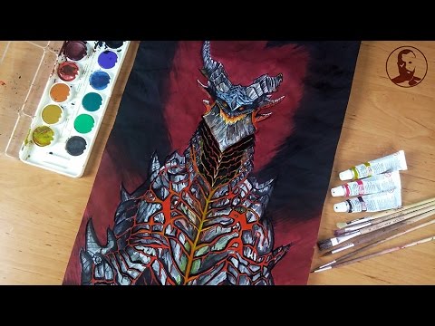 Deathwing Watercollor drawing first time / World of Warcraft /