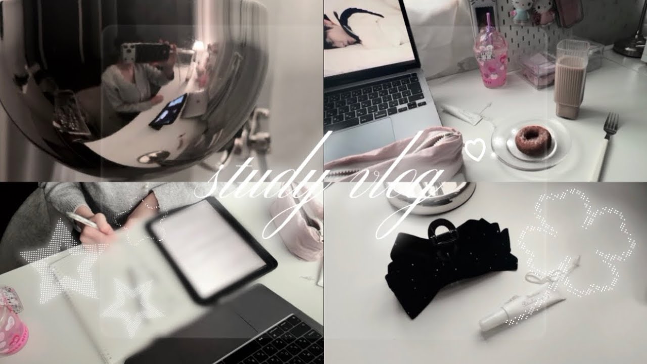 study vlog 🌸·° 大学生の春休み┊︎春メイクとピンクに囲まれて勉強