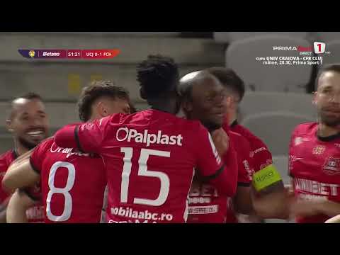 GOOOL! "U" Cluj - FC Hermannstadt 0-1. Nsimba îl învinge pe Gertmonas cu un șut perfect plasat