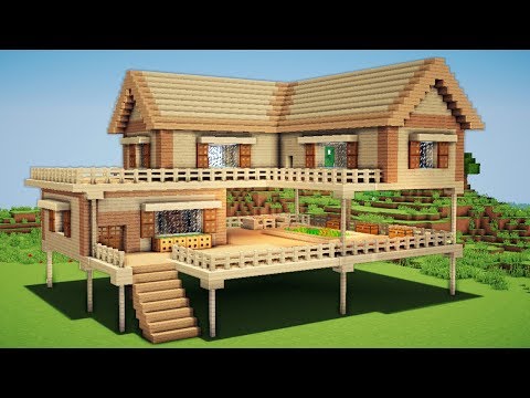 Minecraft: Large Wooden House Tutorial - How to Build a Survival House in Minecraft / Easy /