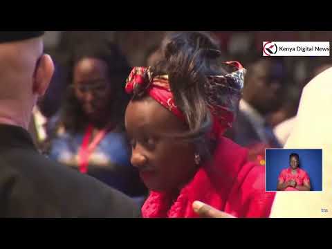 Ruto's daughter Charlene falls down as she gets powerful prayers from Pastor Benny Hinn!!