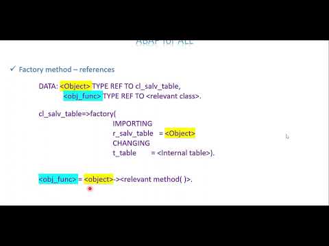 Video 13: ABAP For ALL - OO ALV with Factory Method with options