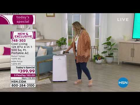 Cool Living 4in1 12,000 BTU 500 Sq. Ft. Portable Air Con...