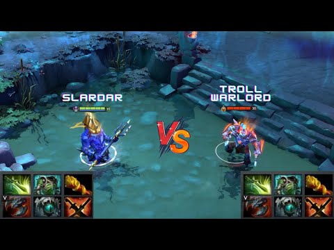 Dota 2 | Slardar vs Troll Warlord lvl 30 [WITH SKILLS] | Same Full Items