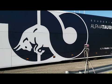 Alpha Tauri F1 trucks arriving to Hungaroring for 2020 Hungarian GP