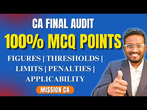 All MCQs Coverage | Figures | Thresholds | Limits | Penalties | Applicability - CA Final Audit