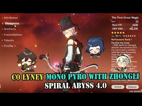 C0 R1 LYNEY MONO PYRO WITH ZHONGLI - BOT HALF [SPIRAL ABYSS 4.0]