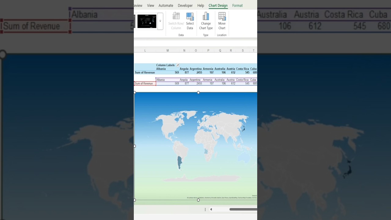 Map Chart in Excel Dashboard #excel #excelforbeginners#dashboard #googlesheets #shorts