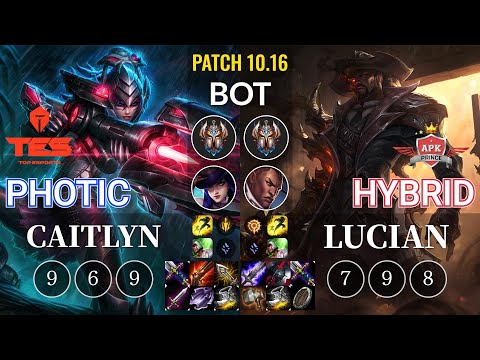 TES Photic Caitlyn vs APK HyBrid Lucian Bot - KR Patch 10.16