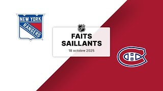 Rangers vs Canadiens 18/10/25 | Faits saillants