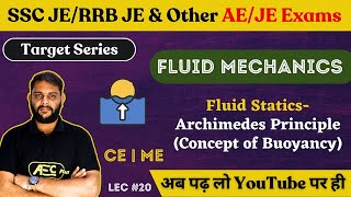 Archimedes Principle (Buoyancy) - Fluid Mechanics | ME/Civil Engineering| SSC JE 2023/RRB JE 2023