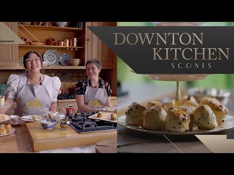 Thumbnail of the video: Author Annie Gray and Chef Nini Nguyen Bake Teatime Scones | Downton Kitchen | Ep 2