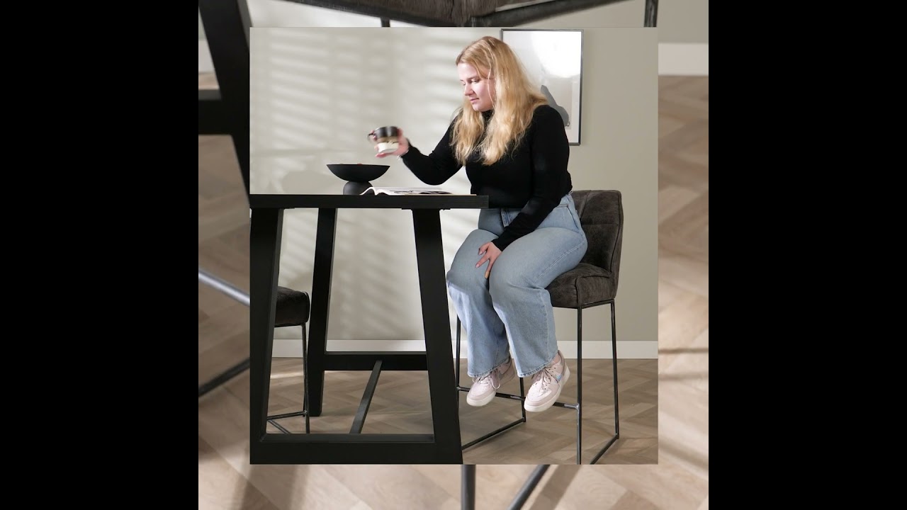 Tabouret de bar Abel industriel anthracite 82 cm