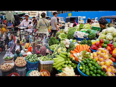 Evening Street Market Scene @Orussey - Plenty Fresh Seafood, Chicken, Fresh Vegetable & More Pork