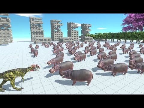 100 HIPPOPOTAMUS vs ALL TEAMS Animal Revolt Battle Simulator