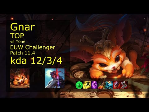 Gnar Top vs Yone - EUW Challenger 12/3/4 Patch 11.4 Gameplay