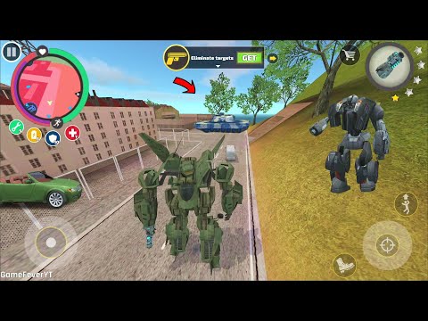 Rope Hero Vice Town - (Transformer Jet Airplane Fight Army Tanks) Jet Airplane entered lighthouse
