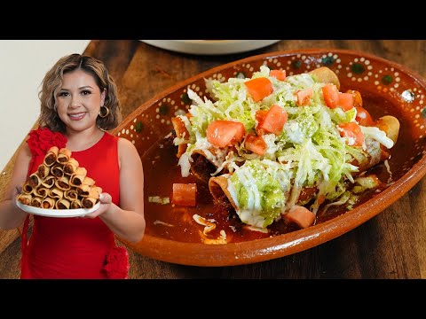 Irresistible Crunchy TAQUITOS DORADOS Drowned in Salsa Roja, You Won't Want to Miss This!