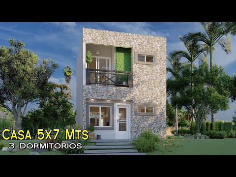 Casa pequeña de 3 dormitorios en 2 pisos | Casa de 5x7 metros