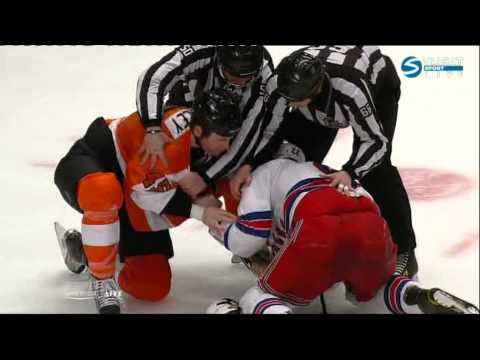 Fight Jody Shelley vs Brian Boyle (Flyers & Rangers) NHL Mar 6, 2011