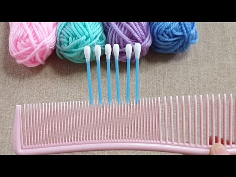 Easy Woolen Flower Making Trick with Cotton Buds - Hand Embroidery Amazing Trick - Sewing Hack