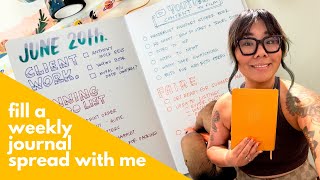 June 2023 bullet journal to-do list. How I fill out a weekly spread in my bullet/dot grid journal