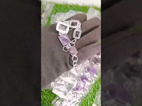 Natural Amethyst Gemstone Bracelet In German Silver