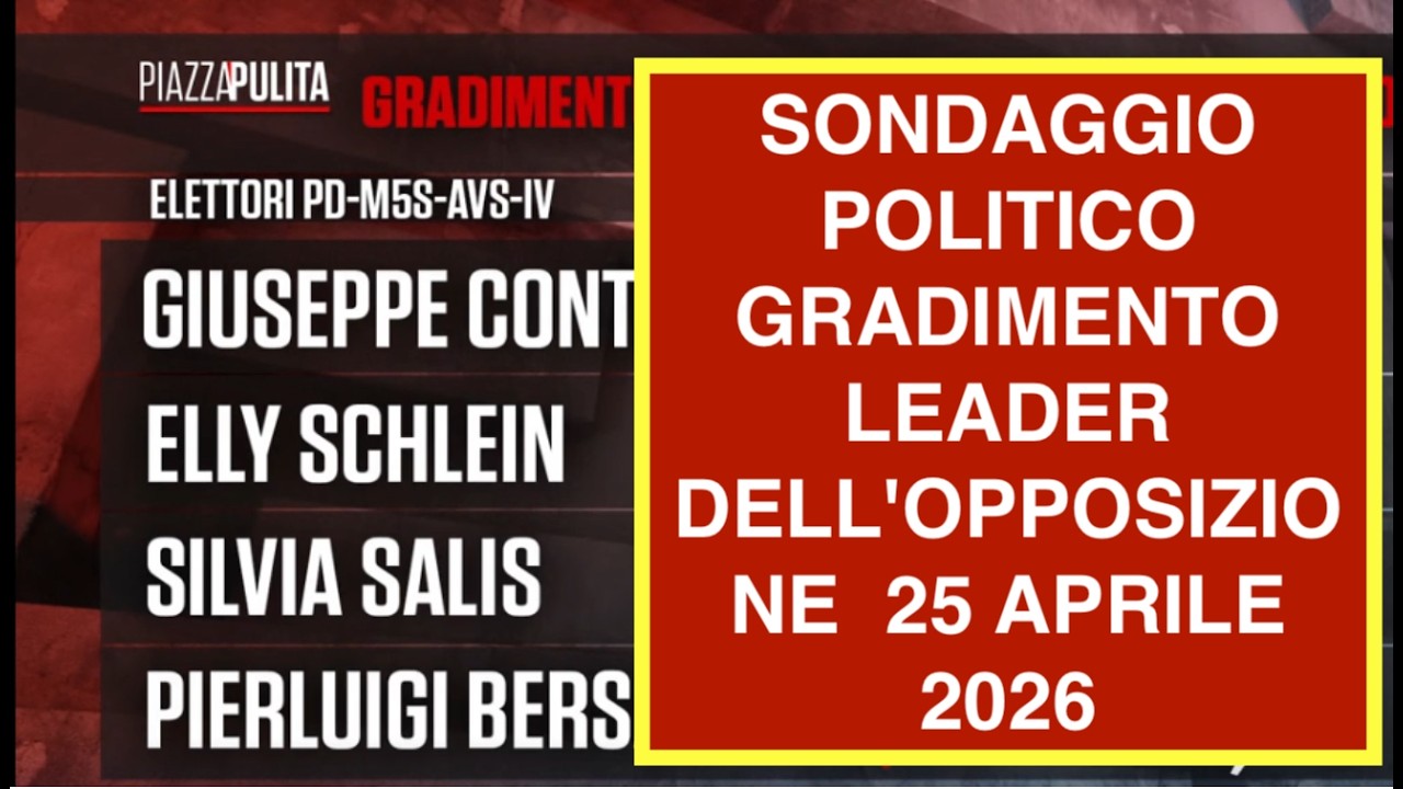 SONDAGGIO POLITICO: GRADIMENTO LEADER DELL'OPPOSIZIONE  25 APRILE 2026