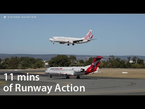 Qantas Airways, Singapore Airlines, QantasLink, Cobham Aviation and Skytraders at Perth Airport.