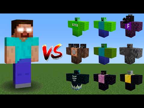 HEROBRIN vs All Minecraft Bosses,Wither Storm,Warden - Minecraft Mob Battle