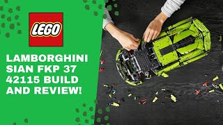 YouTube thumbnail: LEGO Technic 42115 Lamborghini Sian FKP 37 Unboxing, Build & Review!