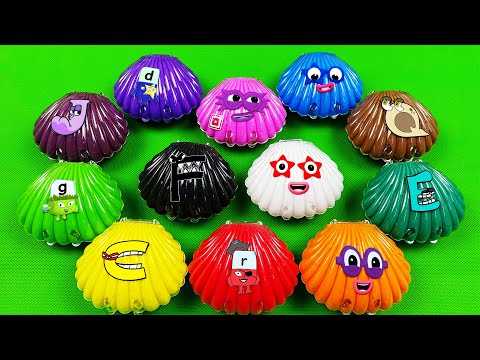 Numberblocks – Looking SLIME With Big Seashell Mixing Coloring! Satisfying Video, ASMR