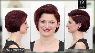 short blunt bob hairstyle 2016 cool purple - brown haircolor by anja herrig