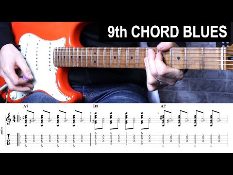 How to PLAY 9th Chord 12 BAR BLUES with TAB