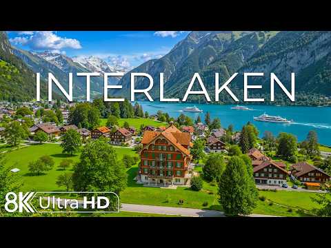 Interlaken Switzerland 8K | Lake Brienz Blues, Alpine Streets & Jungfrau Peaks | Serene Sky Glow