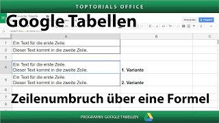 Zeilenumbruch über eine Formel hinzufügen (Google Tabellen)