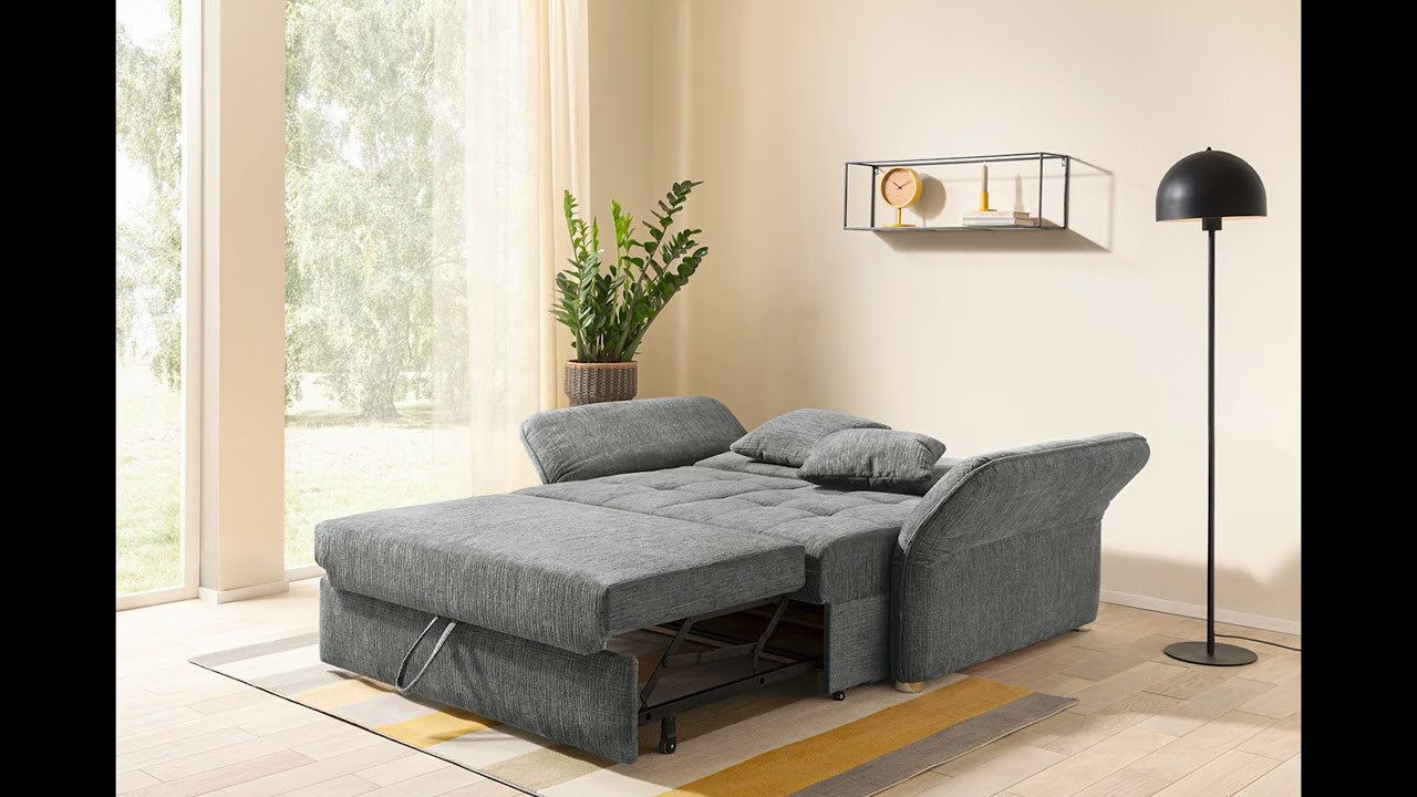 Bettsofa Leon 120 Chenillestoff hellgrau